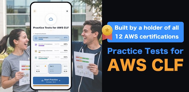 Practice Tests for AWS CLF feature graphic