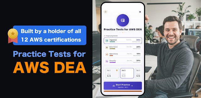 Practice Tests for AWS DEA feature graphic