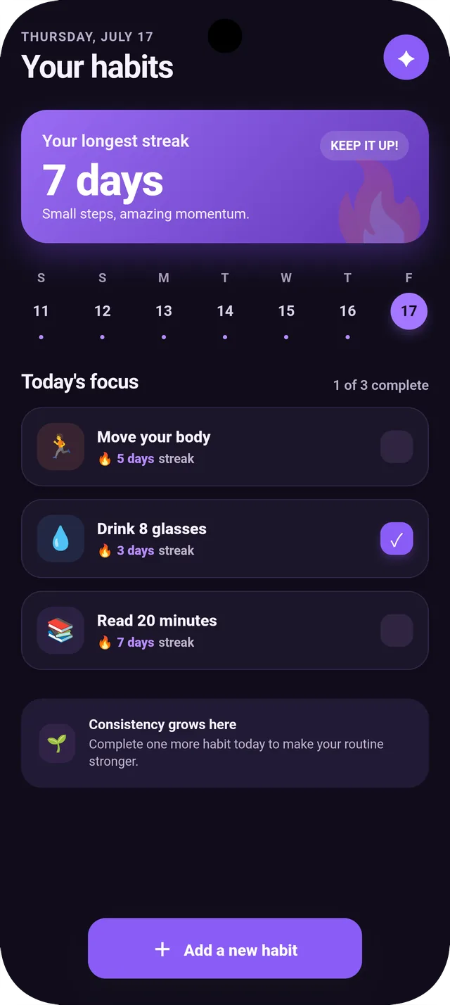 Preview: the finished habit tracker running in-app